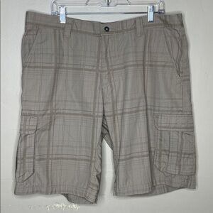 THE NORTH FACE Tan & Cream Plaid Cargo Shorts Casual Camping Hiking 40 Regular